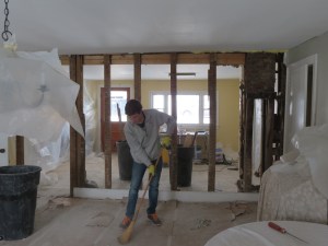 Wall is demolished - view through to Kitchen
