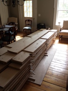 Hemlock floor boards acclimating to house before they get installed